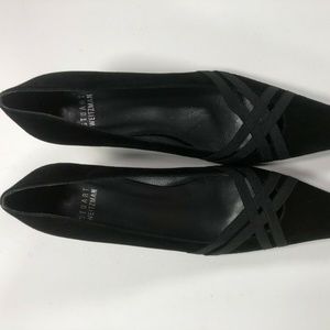 Stuart Weitzman Suede Cross Strap Black Mary Jane
